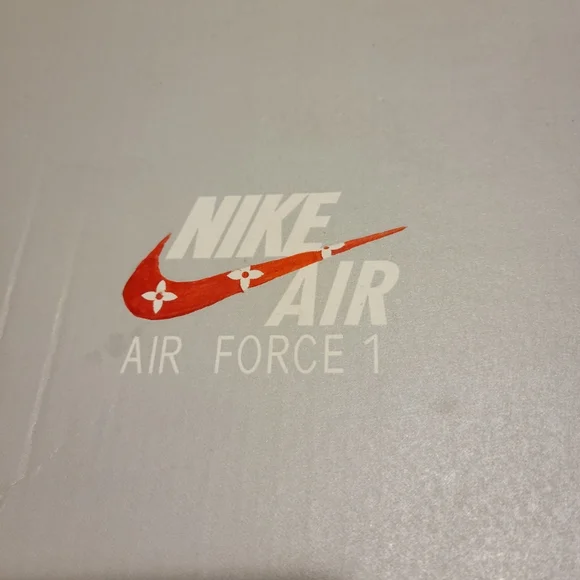 Customized LV -Nike- Air force 1's...Size 10.5 mens...Red/White - Picture 10 of 14